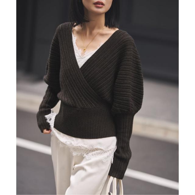 【NEW】ノーブル（Noble）/カシュクールランダムリブニットプルオーバー