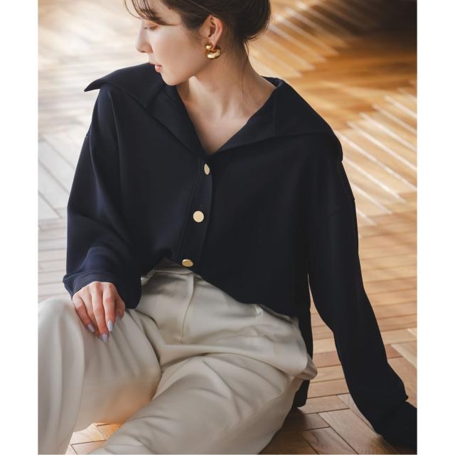 ノーブル（Noble）/《予約》オーバーカラーゴールドボタンブラウス