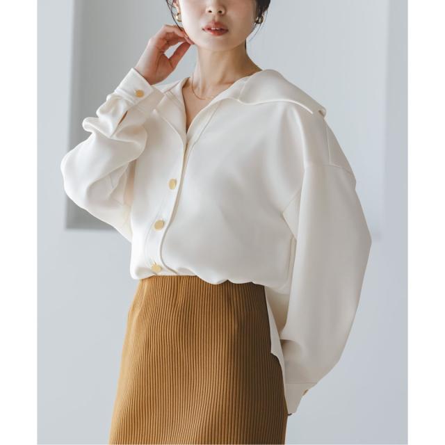 ノーブル（Noble）/《予約》オーバーカラーゴールドボタンブラウス