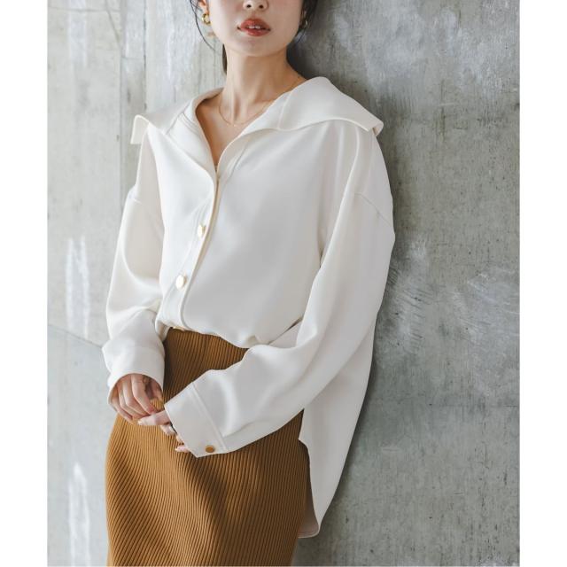 ノーブル（Noble）/《予約》オーバーカラーゴールドボタンブラウス