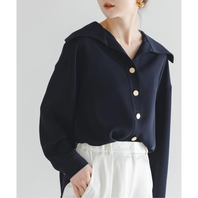 ノーブル（Noble）/《予約》オーバーカラーゴールドボタンブラウス