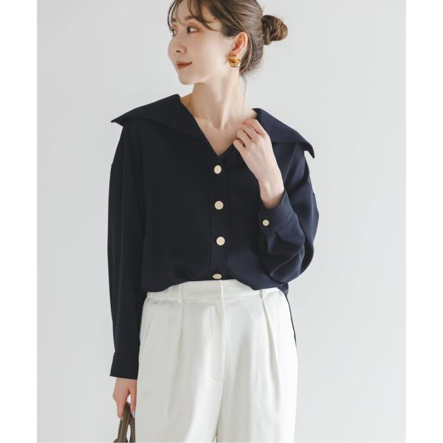 ノーブル（Noble）/《予約》オーバーカラーゴールドボタンブラウス