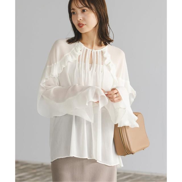 ノーブル（Noble）/《WEB&ルミネ新宿店限定追加》【NOBLE×L’AUBE BLANC】楊柳フリル梯子刺繍ブラウス