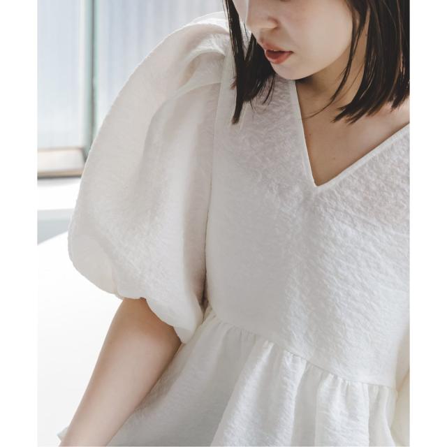 NOBLE シアーノイズジャガードブラウス ホワイト ノーブル NOBLE 《WEB 
