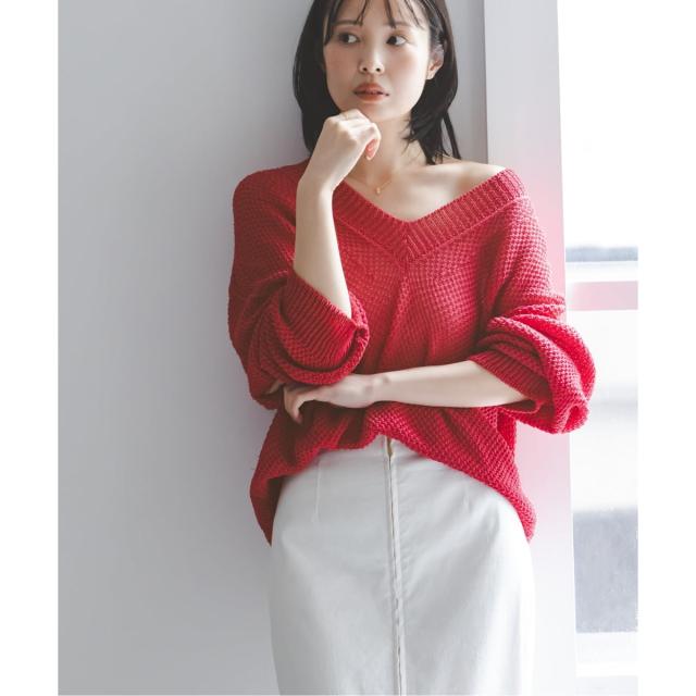 ノーブル（Noble）/《追加》【洗える】ペーパーヤーンVネック プルオーバー_2