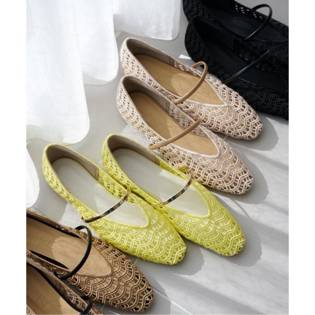 LE TALON スクエアクロシェストラップフラット 23.5cm ルタロン（LE