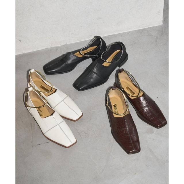 ルタロン（LE TALON）/《追加》GRISEレザースクエアクロスシームアンクルフラット