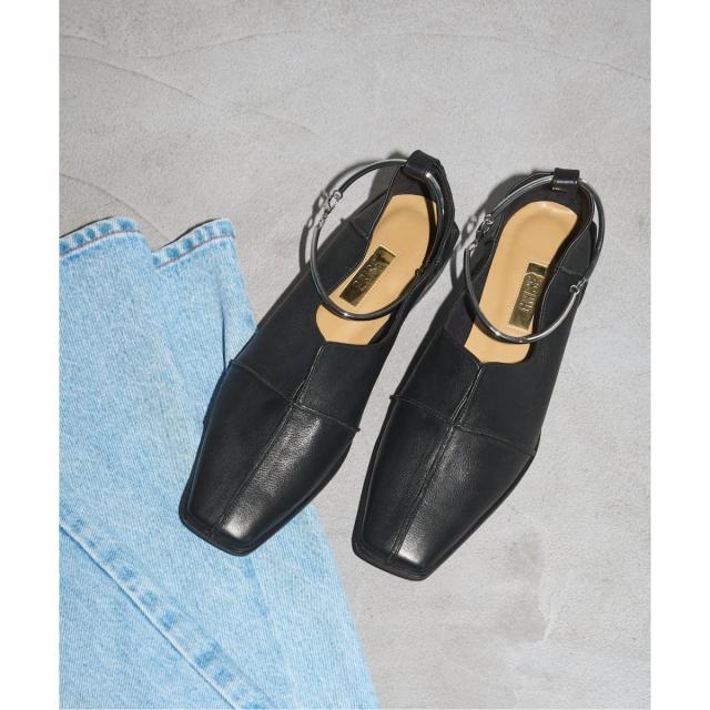 ルタロン（LE TALON）/《追加》GRISEレザースクエアクロスシームアンクルフラット