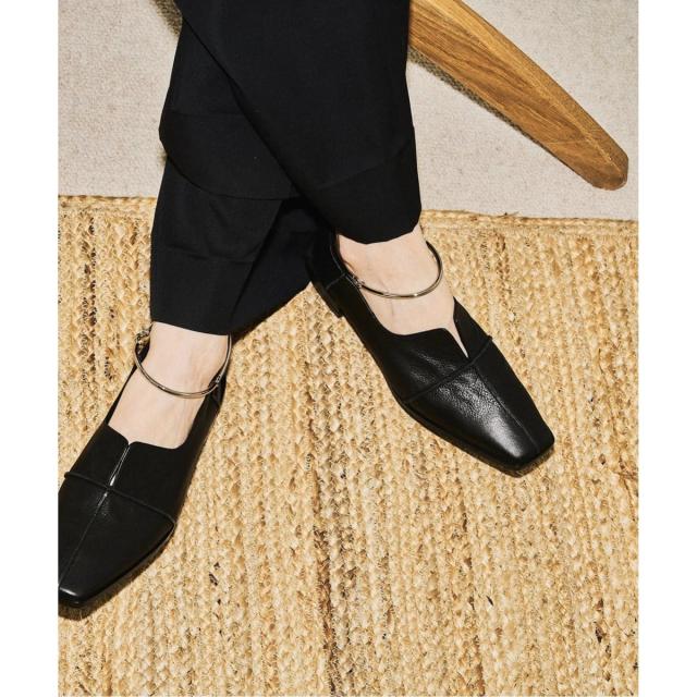 ルタロン（LE TALON）/《追加》GRISEレザースクエアクロスシームアンクルフラット