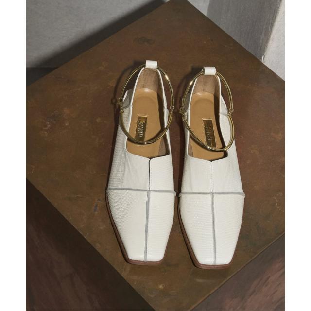 ルタロン（LE TALON）/《追加》GRISEレザースクエアクロスシームアンクルフラット