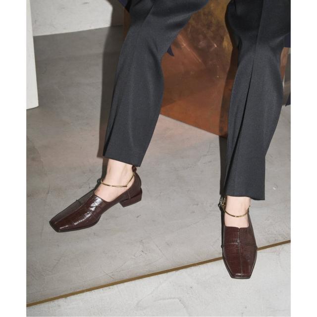 ルタロン（LE TALON）/《追加》GRISEレザースクエアクロスシームアンクルフラット