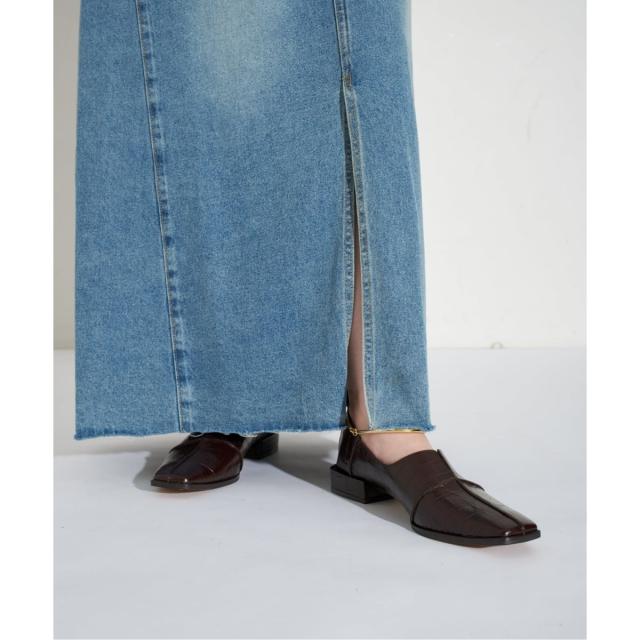 ルタロン（LE TALON）/《追加》GRISEレザースクエアクロスシームアンクルフラット