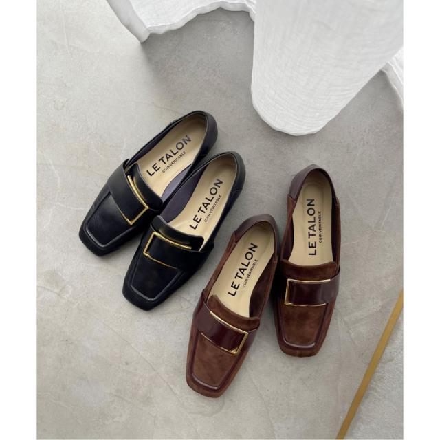 ルタロン（LE TALON）/《追加》レザースクエアメタルバックルローファー