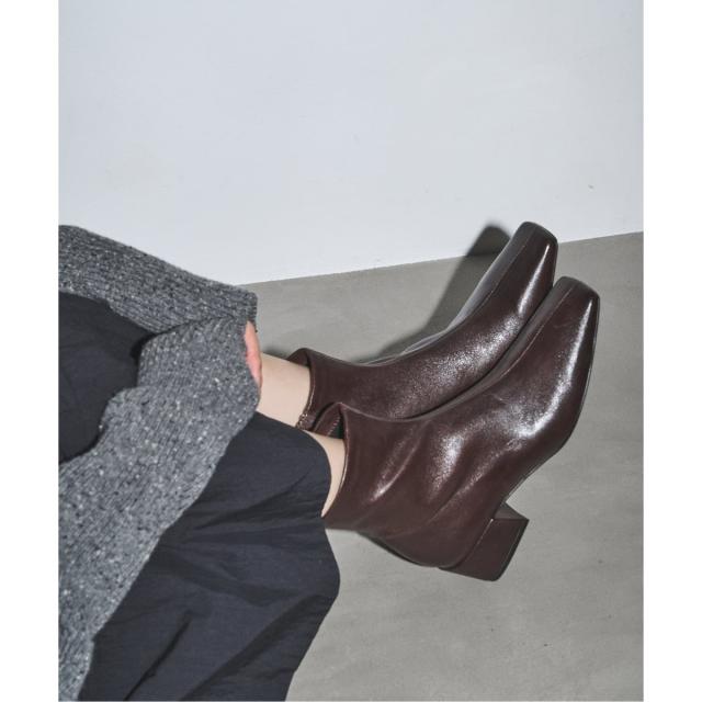 ルタロン（LE TALON）/GRISE4cmレザースクエアソフトフィットショートブーツ