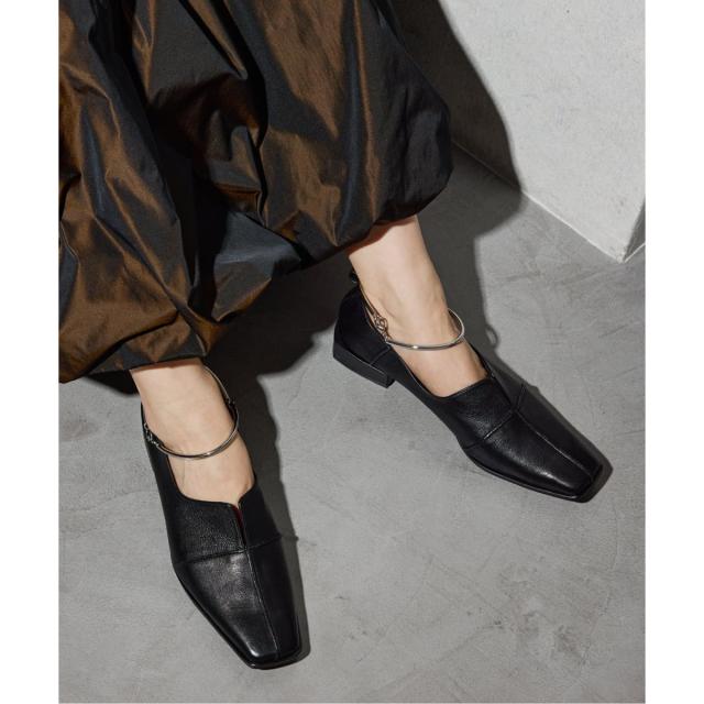 ルタロン（LE TALON）/《追加》GRISEレザースクエアクロスシームアンクルフラット