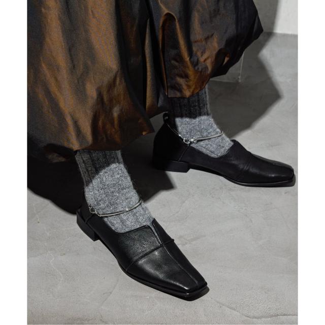 ルタロン（LE TALON）/《追加》GRISEレザースクエアクロスシームアンクルフラット