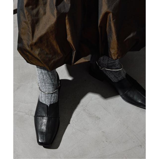 ルタロン（LE TALON）/《追加》GRISEレザースクエアクロスシームアンクルフラット