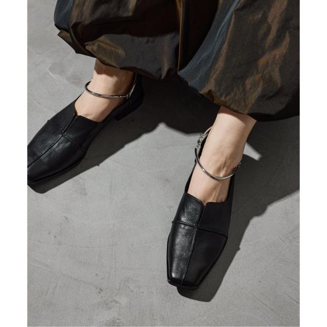 ルタロン（LE TALON）/《追加》GRISEレザースクエアクロスシームアンクルフラット