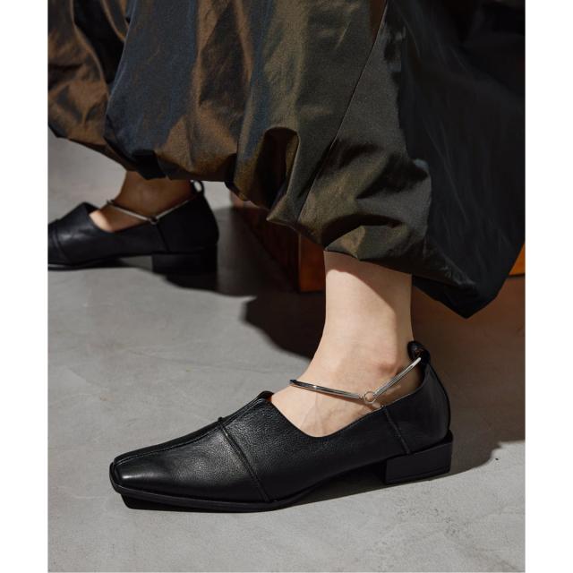 ルタロン（LE TALON）/《追加》GRISEレザースクエアクロスシームアンクルフラット