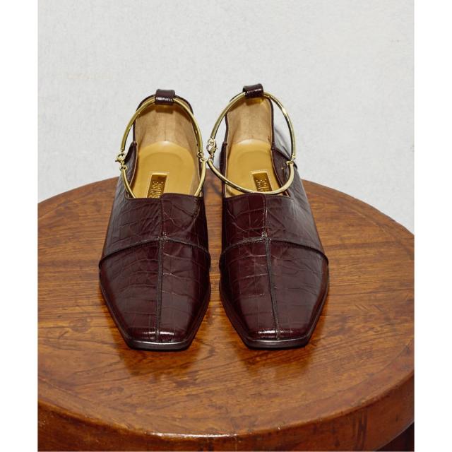 ルタロン（LE TALON）/《追加》GRISEレザースクエアクロスシームアンクルフラット