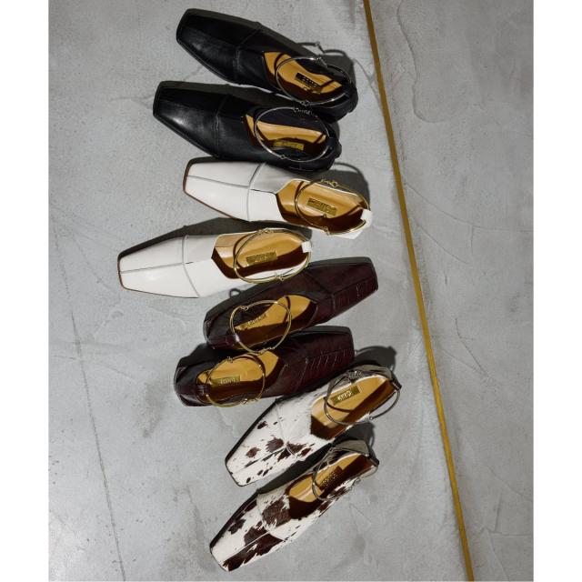 ルタロン（LE TALON）/《追加》GRISEレザースクエアクロスシームアンクルフラット