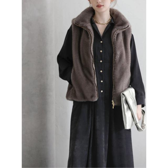 ラ トータリテ（La TOTALITE）/【洗える】ピーチサテンシャツワンピース