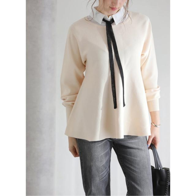 ラ トータリテ（La TOTALITE）/《予約》【洗える】ウォッシャブルペプラムニットプルオーバー