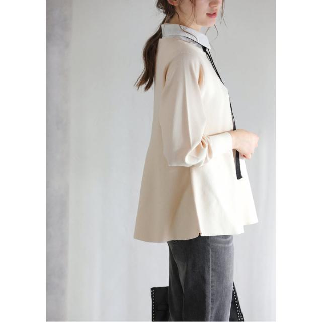 ラ トータリテ（La TOTALITE）/《予約》【洗える】ウォッシャブルペプラムニットプルオーバー