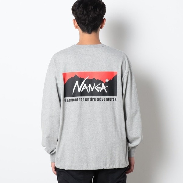 グランドパーク（Grand PARK）/NANGA(ナンガ)別注バックプリントドローコードロングスリーブTシャツ