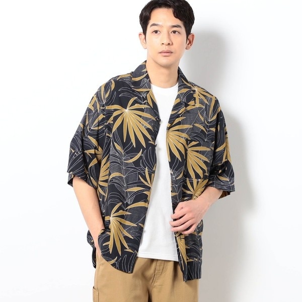 グランドパーク（Grand PARK）/BROOKLYN OVERALL プリントレーヨン オープンカラーシャツ