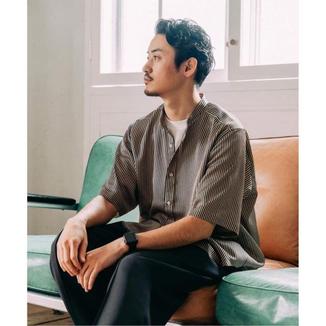 エディフィス（EDIFICE）/《追加》パターンクレープ ショートスリーブ バンドカラーシャツ