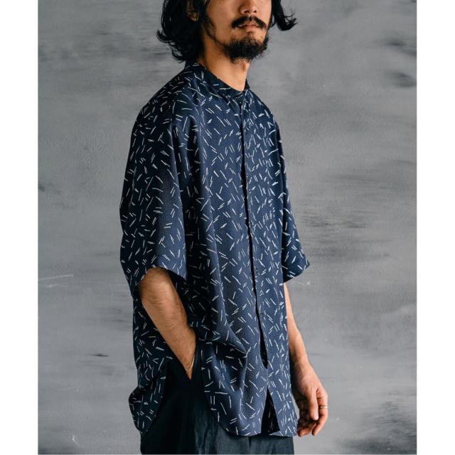 エディフィス（EDIFICE）/《追加》パターンクレープ ショートスリーブ バンドカラーシャツ