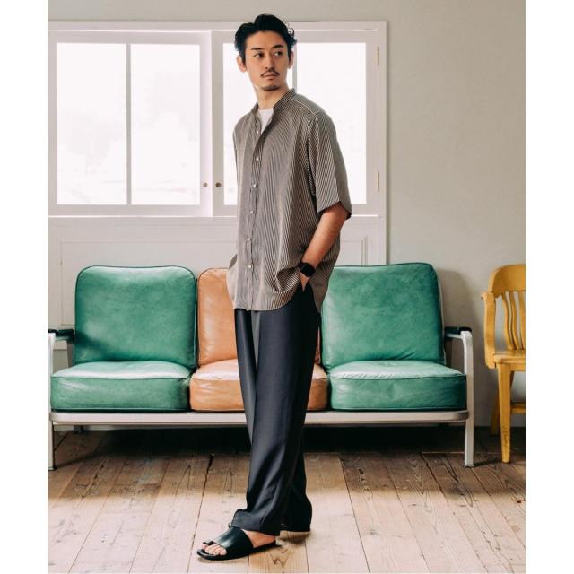 エディフィス（EDIFICE）/《追加》パターンクレープ ショートスリーブ バンドカラーシャツ