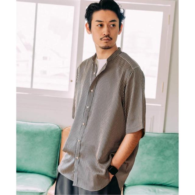 エディフィス（EDIFICE）/《追加》パターンクレープ ショートスリーブ バンドカラーシャツ