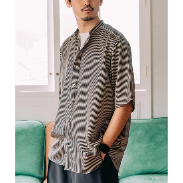 エディフィス（EDIFICE）/《追加》パターンクレープ ショートスリーブ バンドカラーシャツ