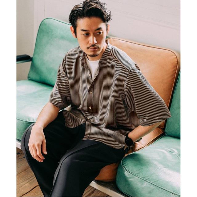 エディフィス（EDIFICE）/《追加》パターンクレープ ショートスリーブ バンドカラーシャツ