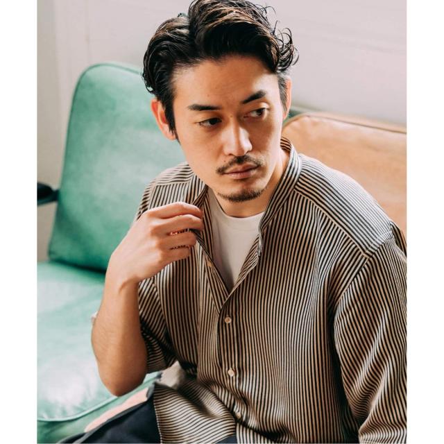 エディフィス（EDIFICE）/《追加》パターンクレープ ショートスリーブ バンドカラーシャツ