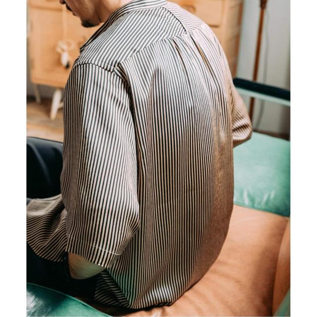 エディフィス（EDIFICE）/《追加》パターンクレープ ショートスリーブ バンドカラーシャツ