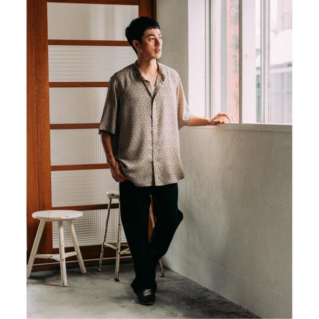 エディフィス（EDIFICE）/《追加》パターンクレープ ショートスリーブ バンドカラーシャツ