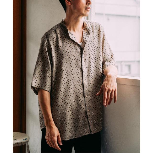 エディフィス（EDIFICE）/《追加》パターンクレープ ショートスリーブ バンドカラーシャツ