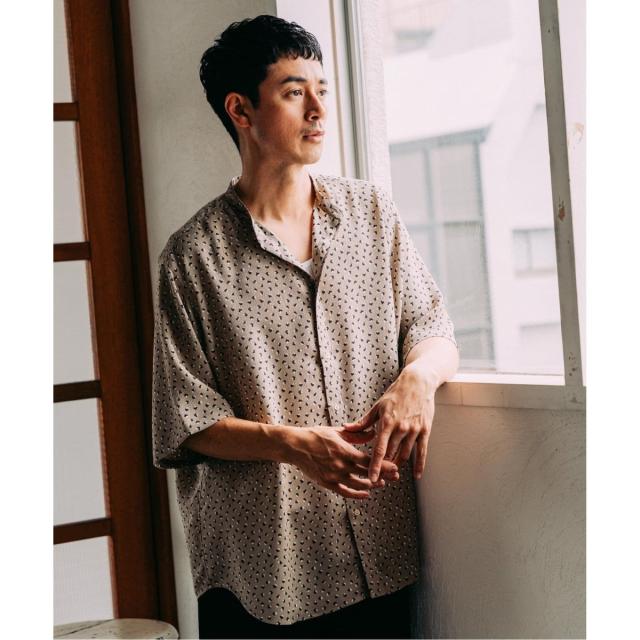 エディフィス（EDIFICE）/《追加》パターンクレープ ショートスリーブ バンドカラーシャツ