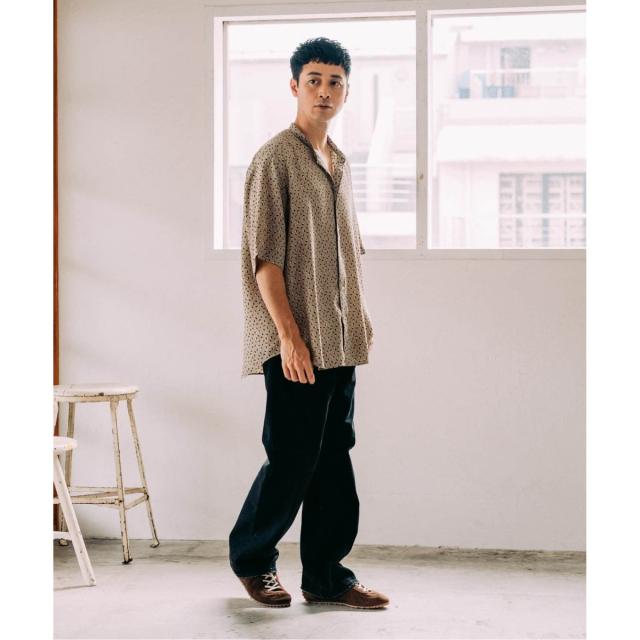 エディフィス（EDIFICE）/《追加》パターンクレープ ショートスリーブ バンドカラーシャツ