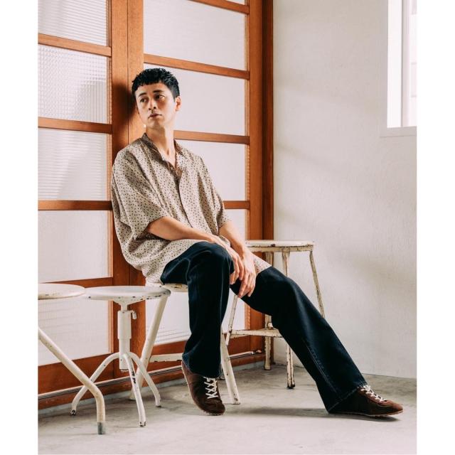 エディフィス（EDIFICE）/《追加》パターンクレープ ショートスリーブ バンドカラーシャツ