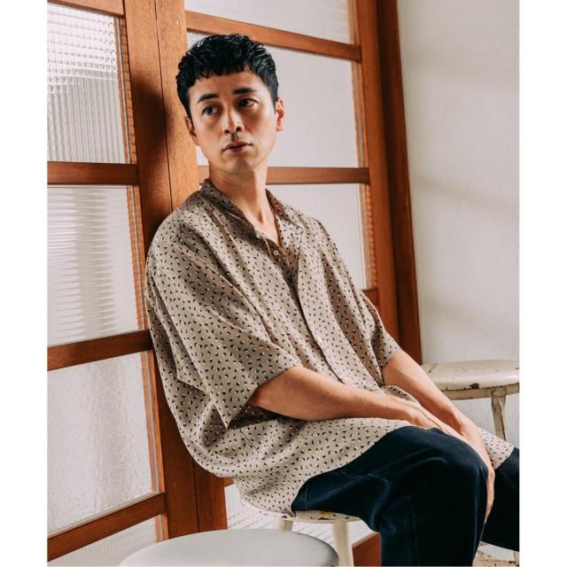 エディフィス（EDIFICE）/《追加》パターンクレープ ショートスリーブ バンドカラーシャツ