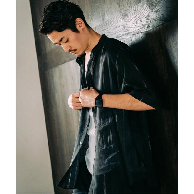 エディフィス（EDIFICE）/《追加》パターンクリスプショートスリーブバンドカラーシャツ