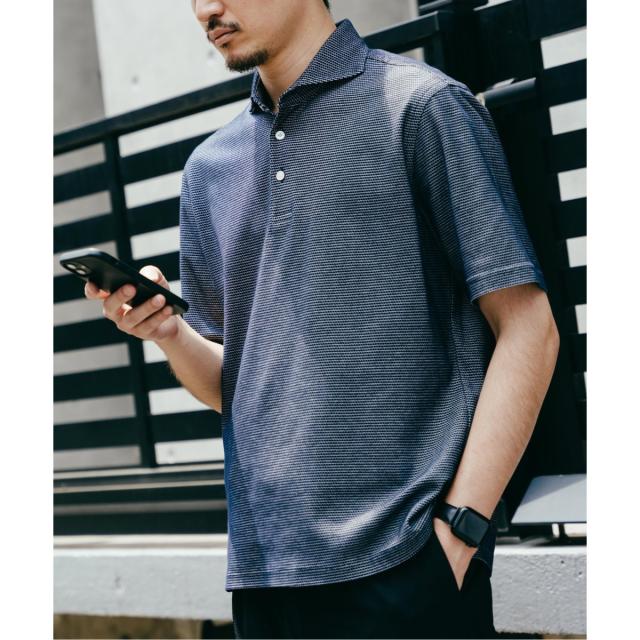 エディフィス（EDIFICE）/《追加》吸水速乾＆高通気機能 COOLMAX ハニカムボーダー ポロシャツ