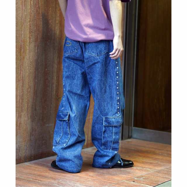 417 エディフィス（417 EDIFICE）/【AFB / エーエフビー】STUDDED DENIM CARGO PANTS