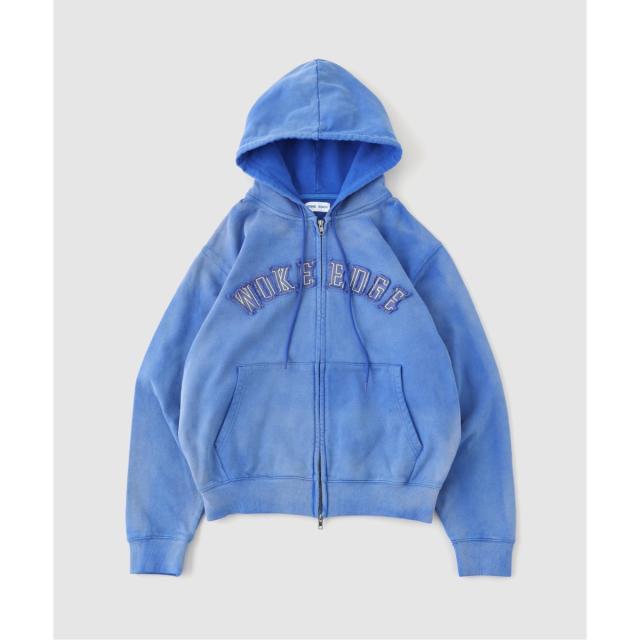 【NEW】417 エディフィス（417 EDIFICE）/WOKE EDGE / ウォークエッジ FADED EMBROIDERY ZIP UP HOODIE