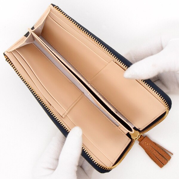 ペルケ（perche’）/【本革 レザー】 ペルケ 今までより少しスリムなL字型長財布　牛革ドット刺繍L字パームフィット長財布_7