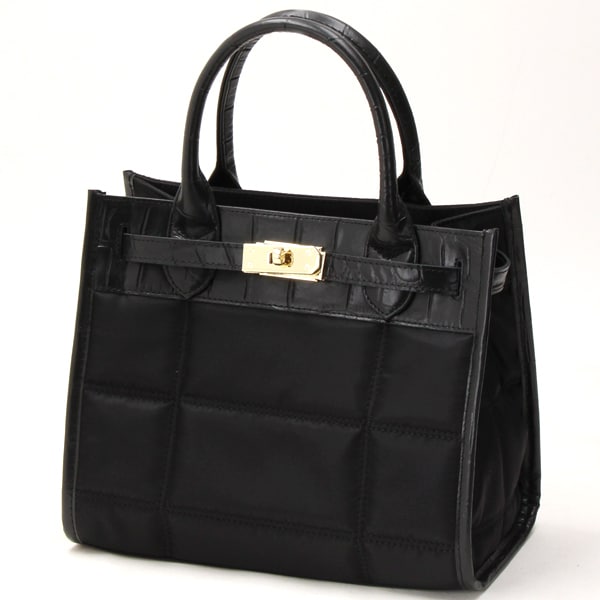 ペルケ（perche’）/ペルケ perche / ナイロンキルト×クロコ型押し牛革2wayトートバッグS